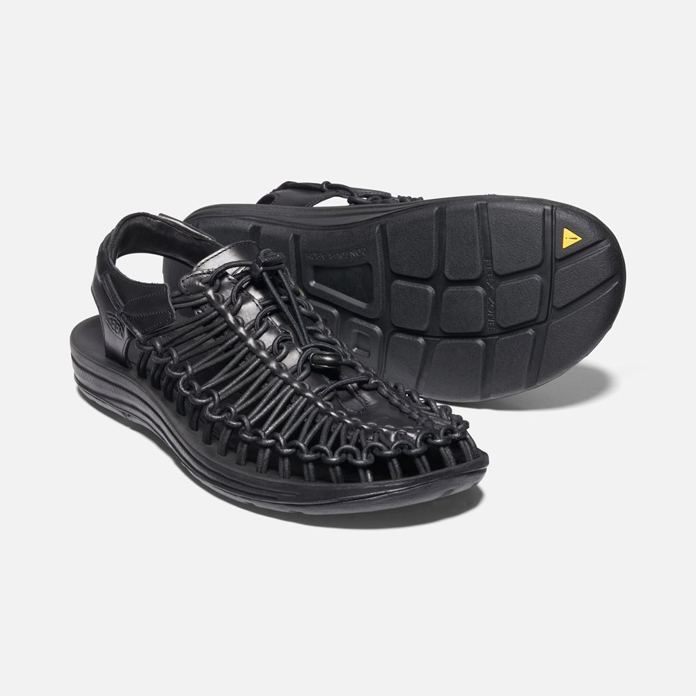 Keen Slip-On Sandaler Herr Svarta - Uneek Premium Läder - 876432RXM